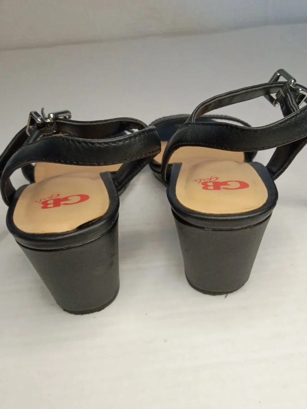 GB Girls Black Ankle Strap Formal Dress Sandals Block Heel Size Youth 2M